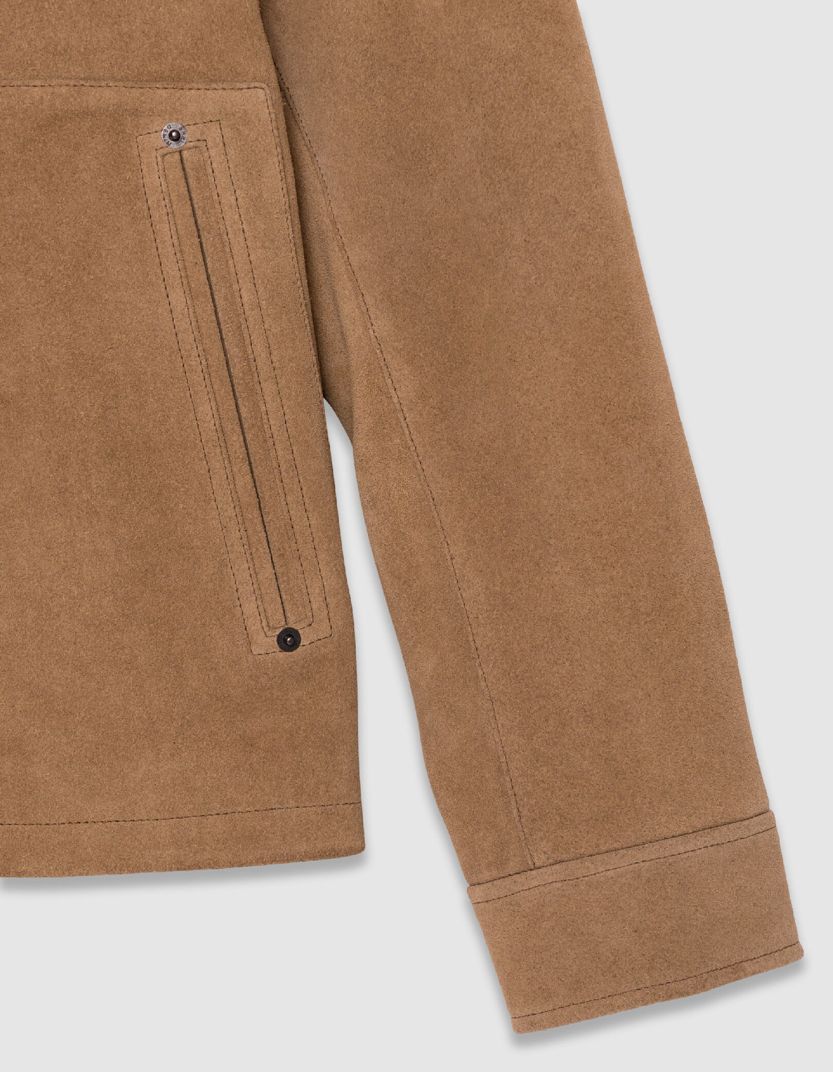 Blouson beige cuir velours col cuir noir Homme