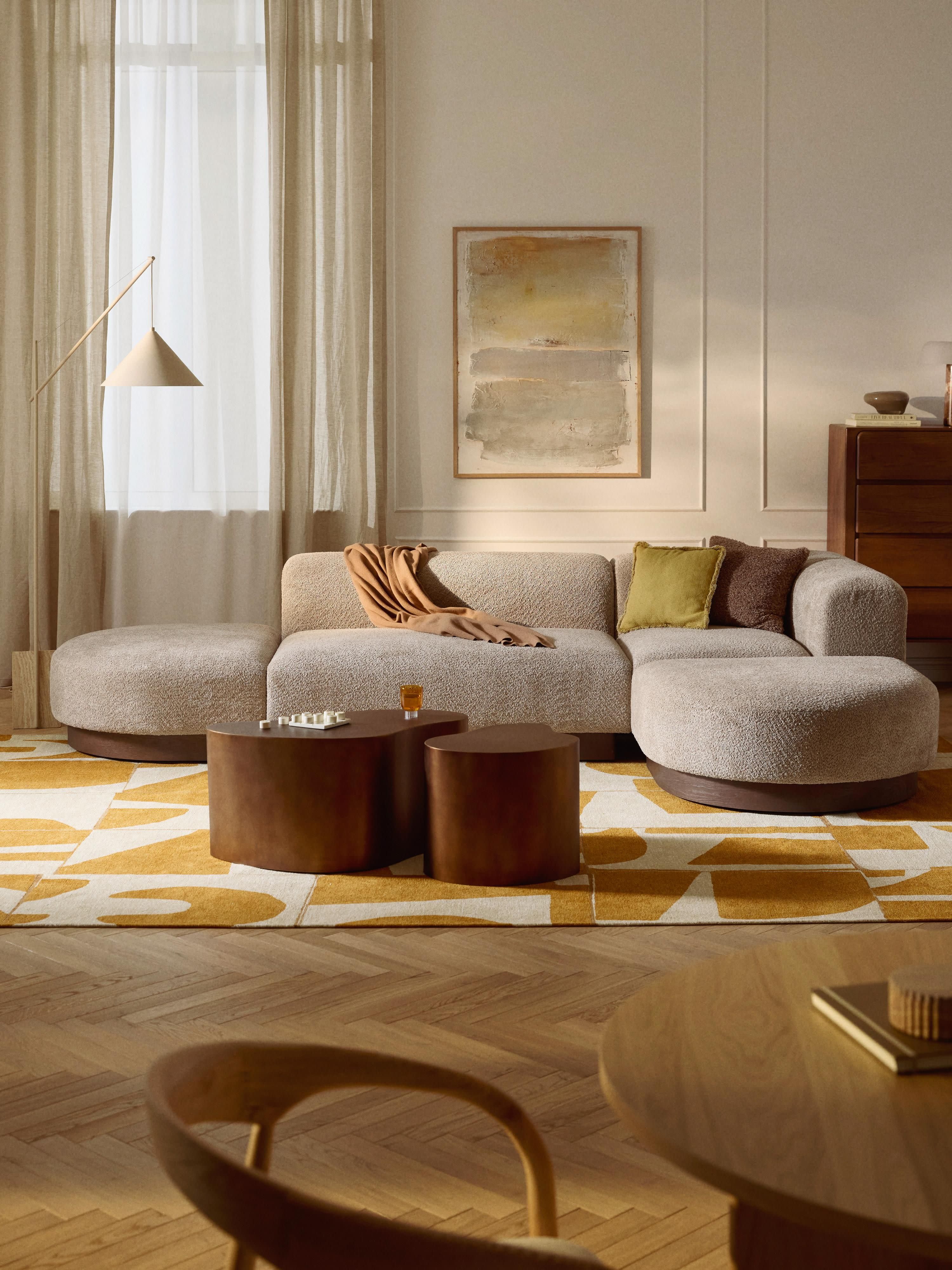 Modulares Ecksofa Natalie aus Teddy-Bouclé