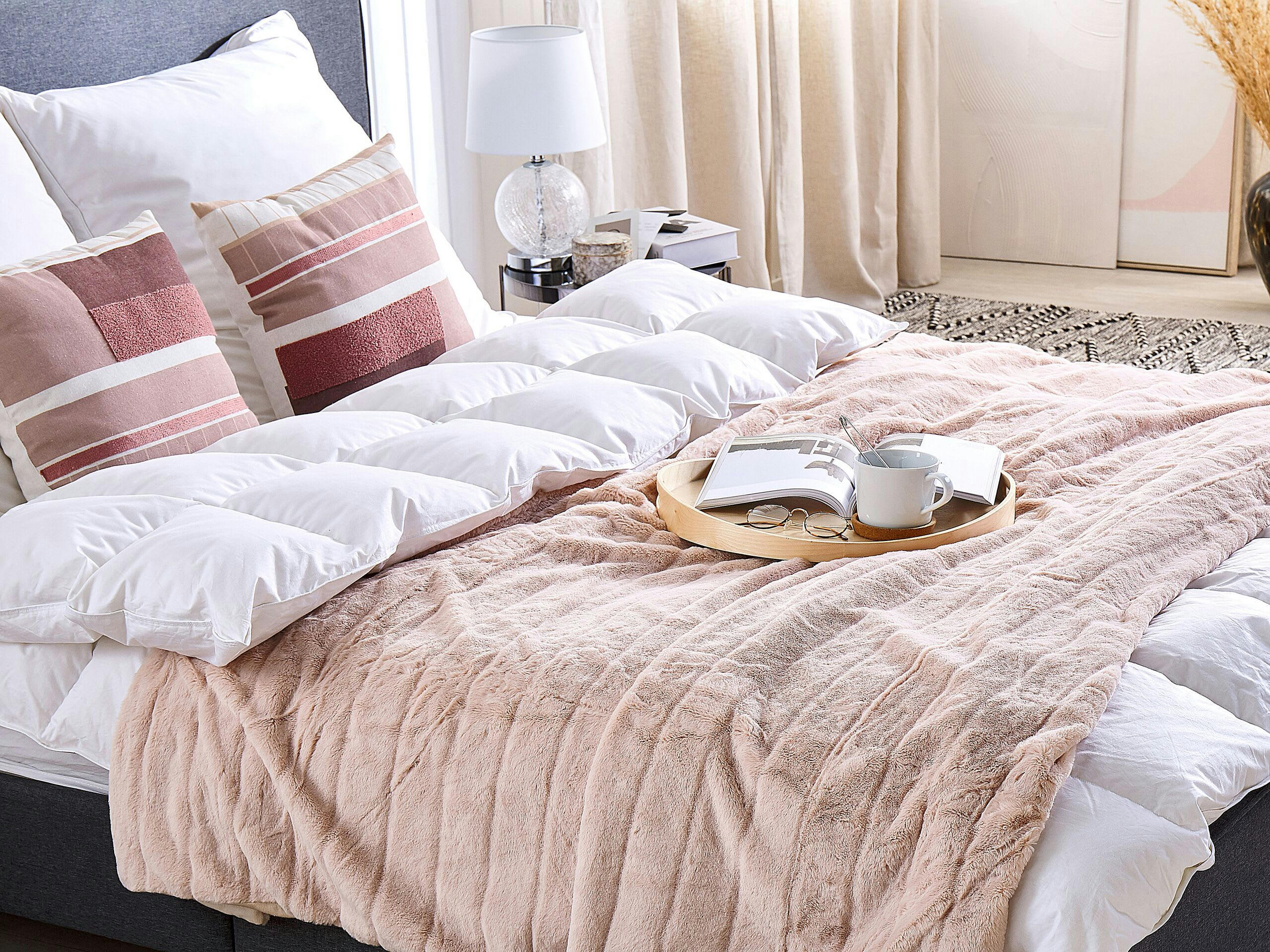 SMAHRA - Couverture en polyester rose 220x180cm