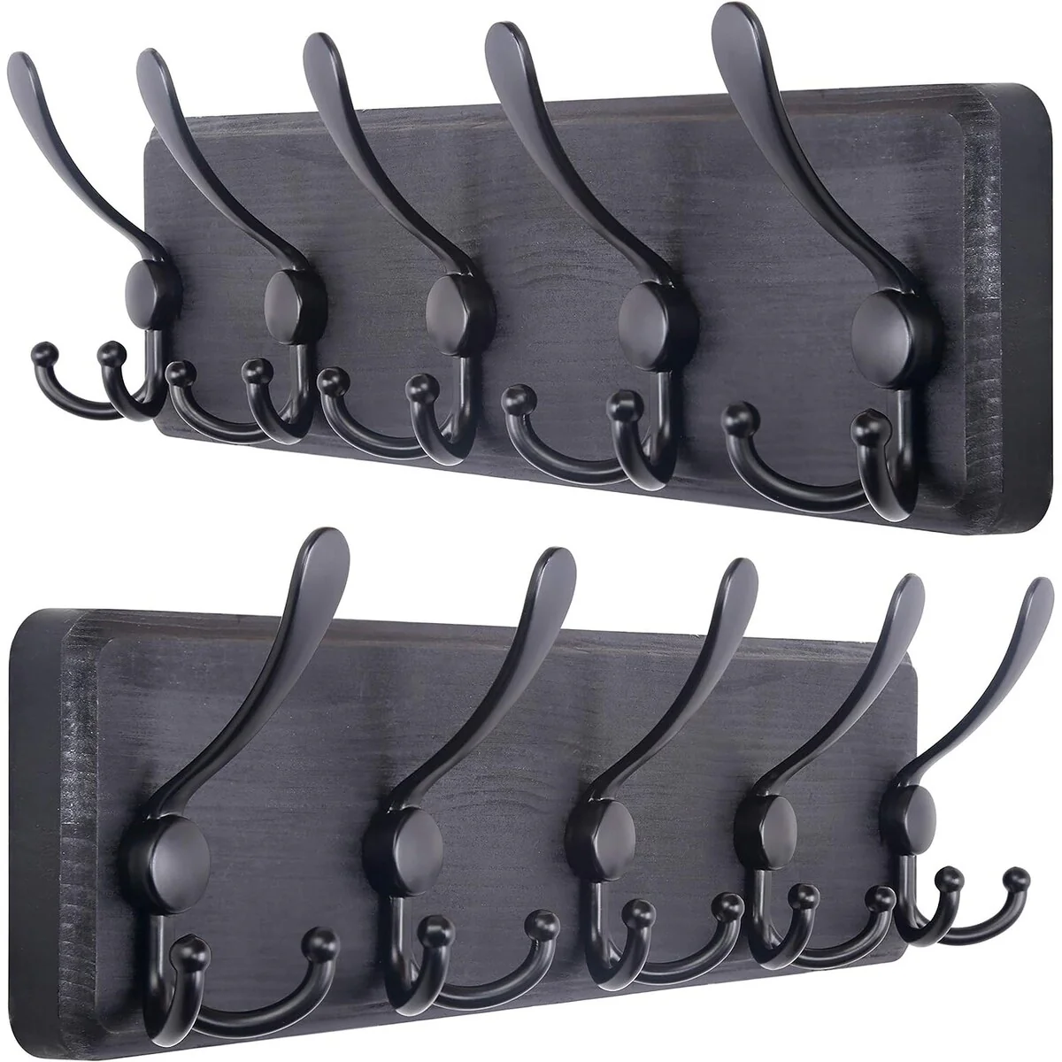 Wall Mounted Wood Coat Rack, Pack of 2