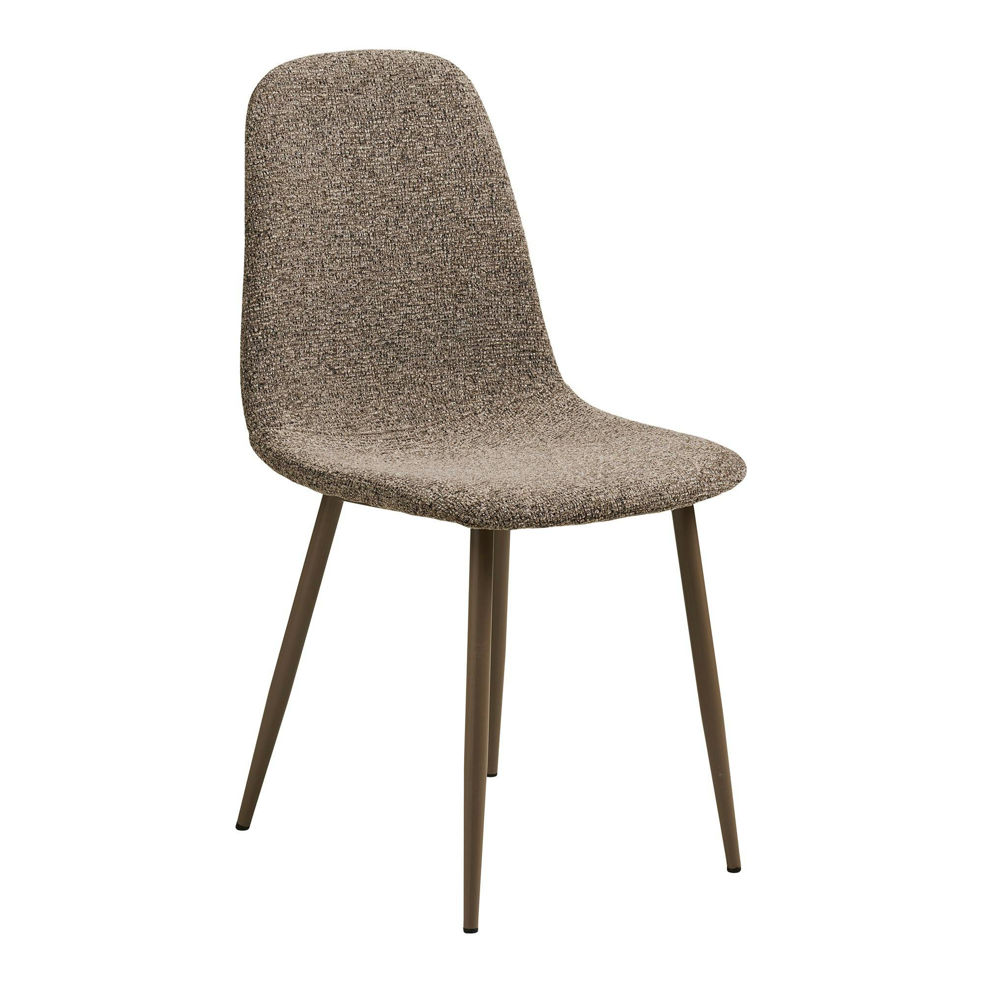 Chaise bouclette taupe avec pieds métal (lot de 2) BERLIN