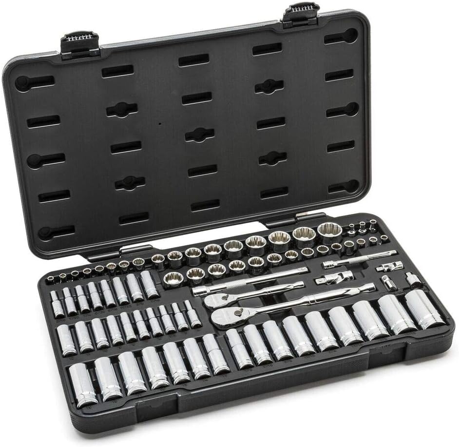 GEARWRENCH 76 Pc. 1/4 & 3/8 Drive 12 Pt. Standard & Deep Mechanics Tool Set, SAE/Metric - 80948