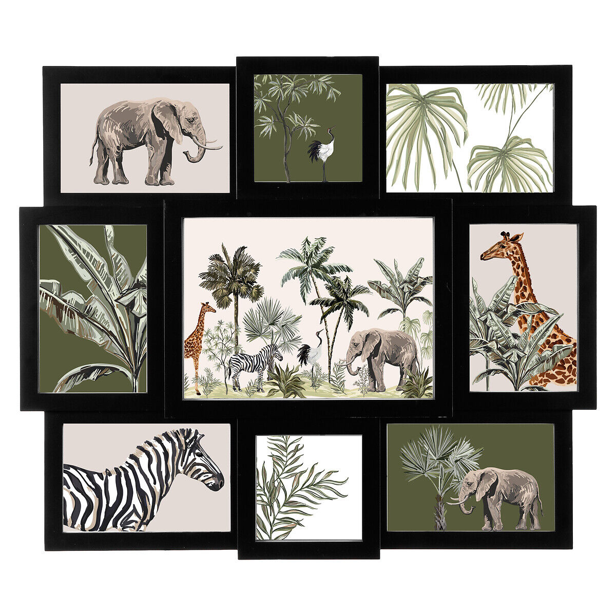 Multimoldura preta para 9 fotos