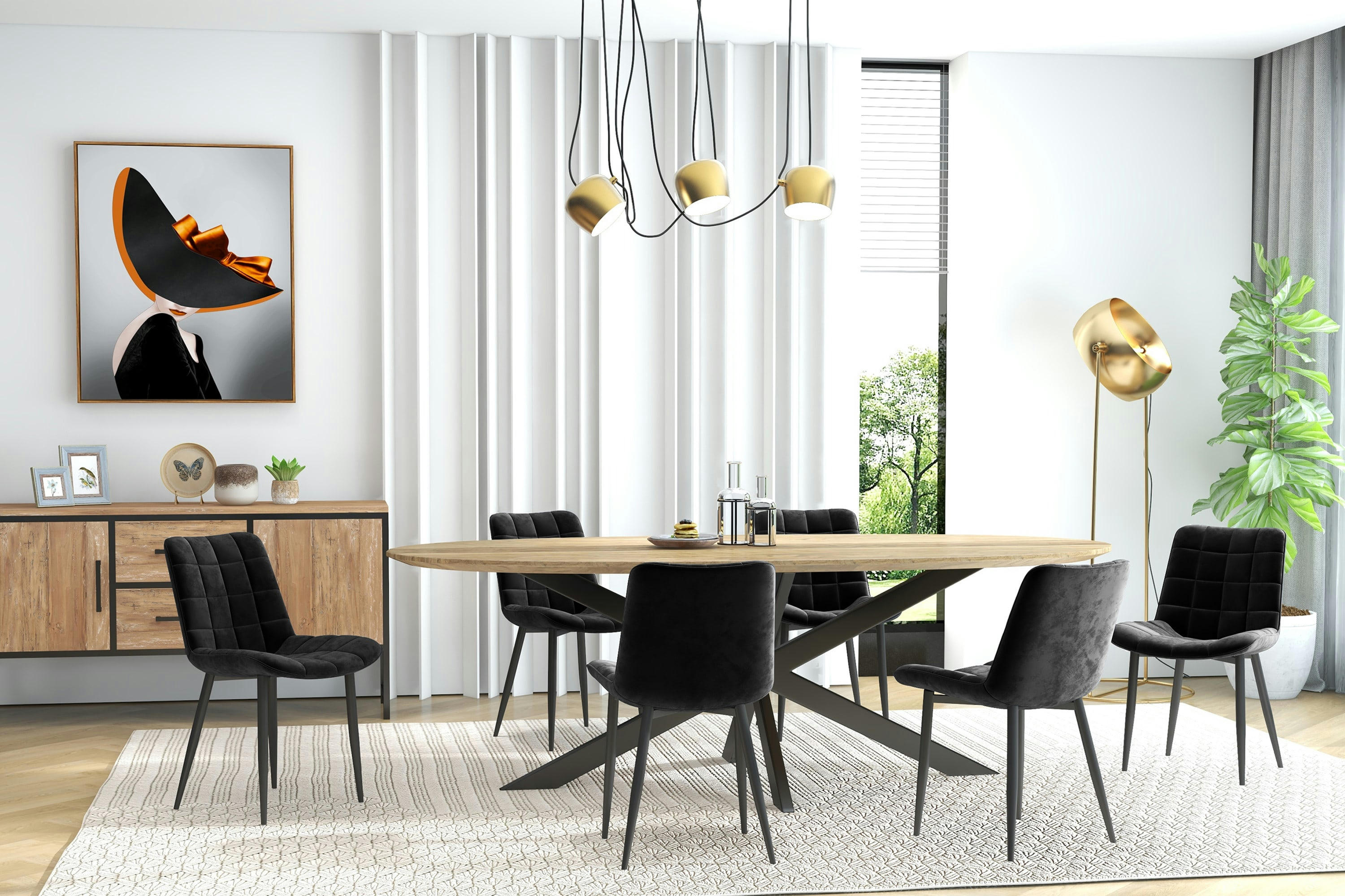 SACHA - Chaise en Velours et métal noir (x2)