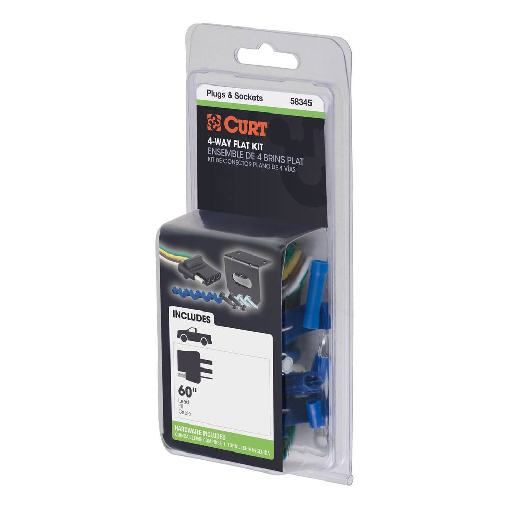 CURT 58345 4-Way Flat Vehicle-Side Connector Socket with Hardware