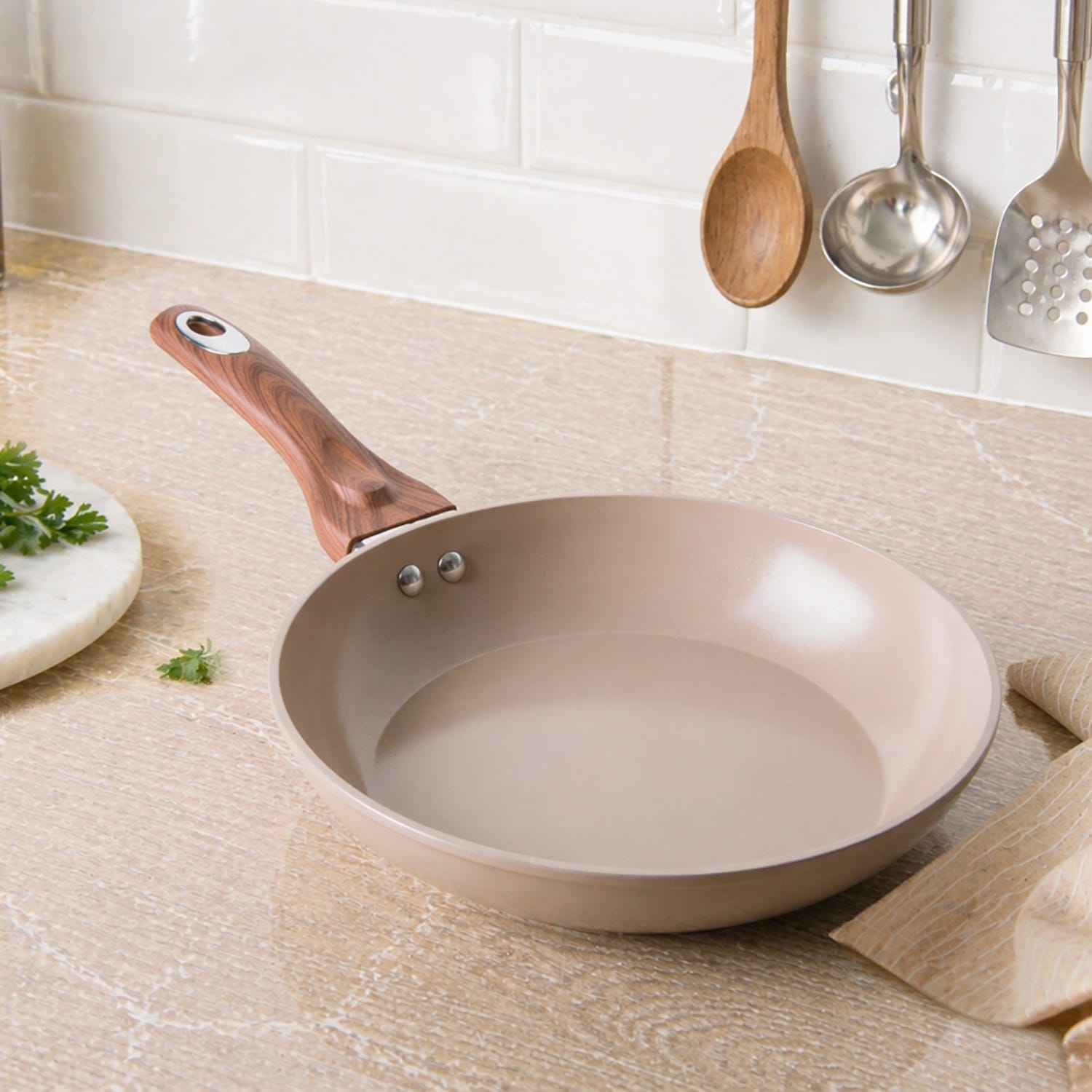 Padella 24 cm in ceramica taupe New Ceramic