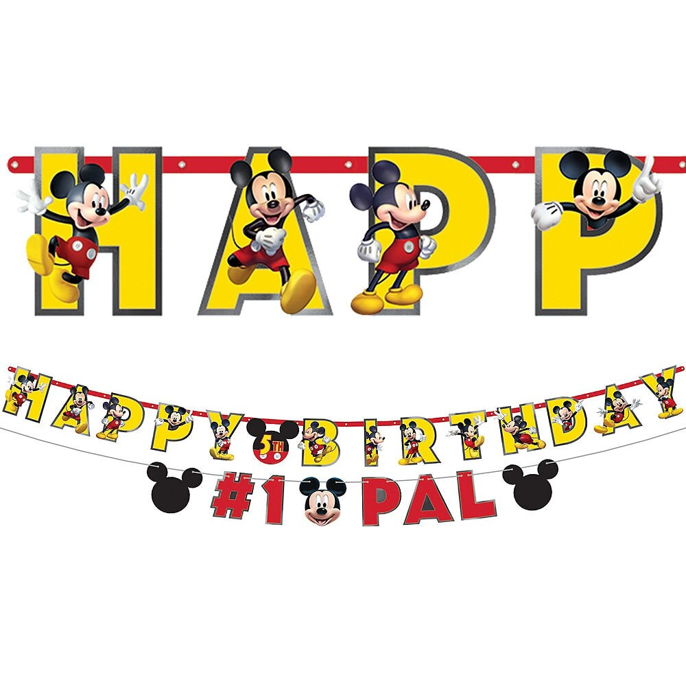 Disney Mickey Mouse Forever Personalized Birthday Party Banner Decoration Kit, 2-pc