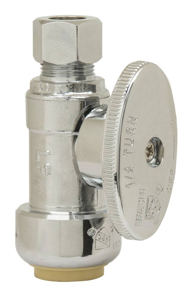 PlumbShop Straight Valve, 1/2-in Nom. Push Connect x 3/8-in OD Comp.