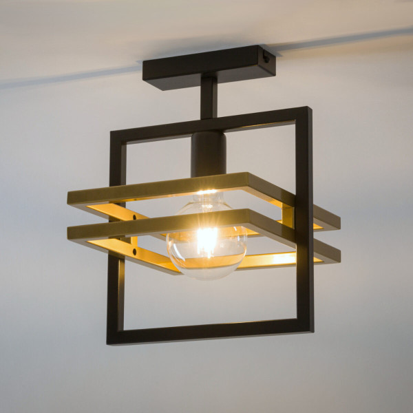 Lampa sufitowa czarno-złota Merci 1xE27x15W wym: 34x26x26 cm Sigma Lighting