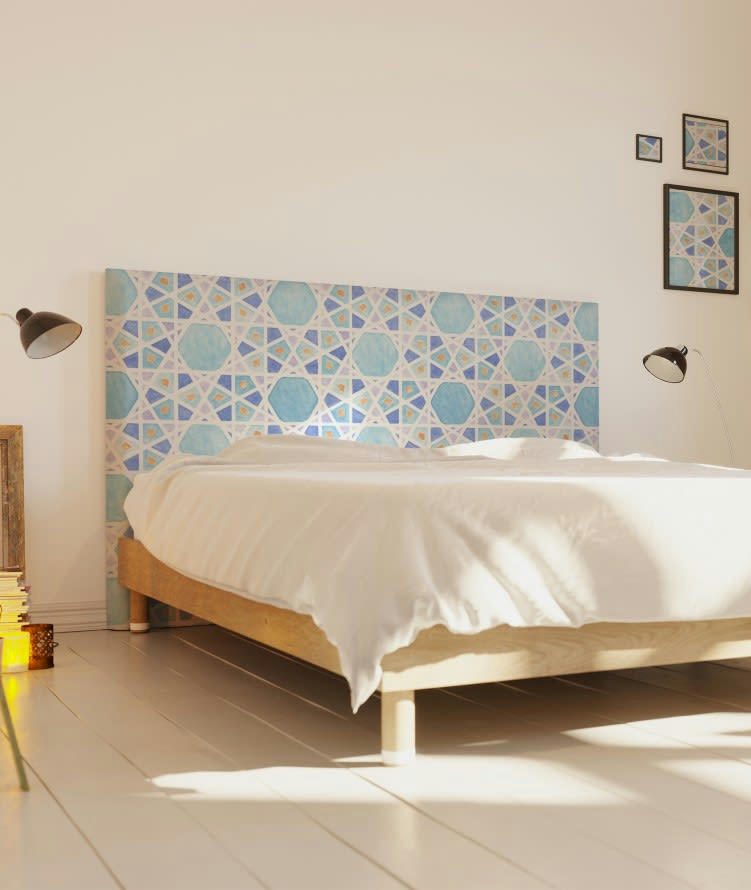 KELIBIA - Tête de lit avec housse Bleu 180 cm