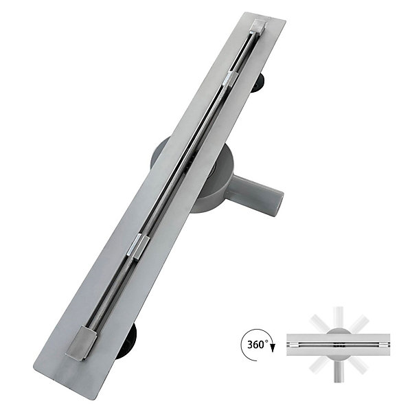 Caniveau de douche italienne slim DEKI L.50 cm acier inoxydable avec siphon 360, drainage performant SANIVERRE