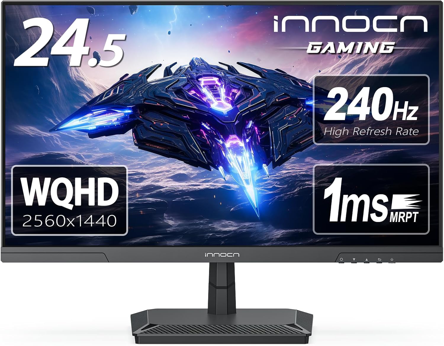 INNOCN 24.5 Inch Gaming Monitor 1440P 240Hz QHD 2K PC Desktop Gaming Screen Fast IPS HDMI 2.1 Display  DisplayPort  Built-in Speaker  25G2S