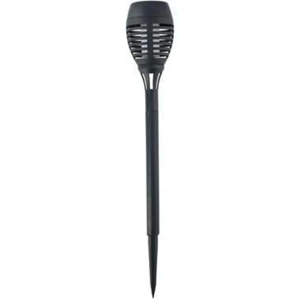 Grundig Tuinfakkel - solar - vlam effect - zwart - 48 cm