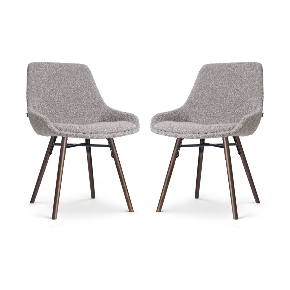 Nolon Nena-Isa Eetkamerstoelen Set van 2 - Bouclé Taupe - Walnoot
