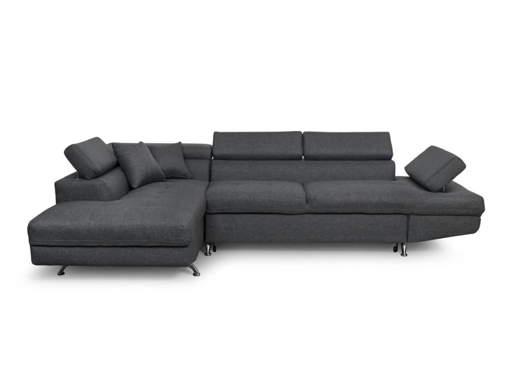 RIO - Canapé angle gauche convertible avec coffre en tissu - Gris foncé