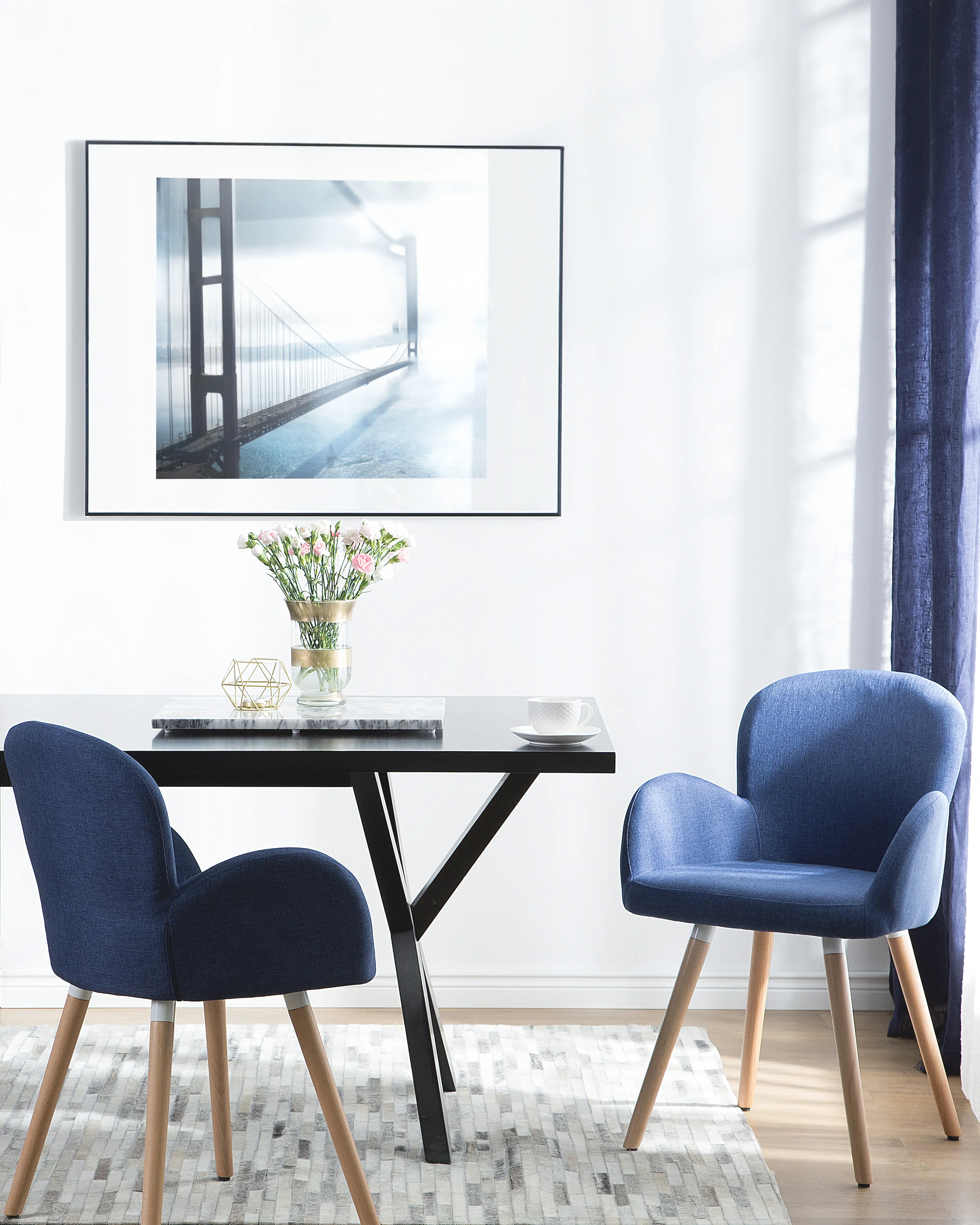 Set of 2 Dining Chairs BROOKVILLE Navy Blue