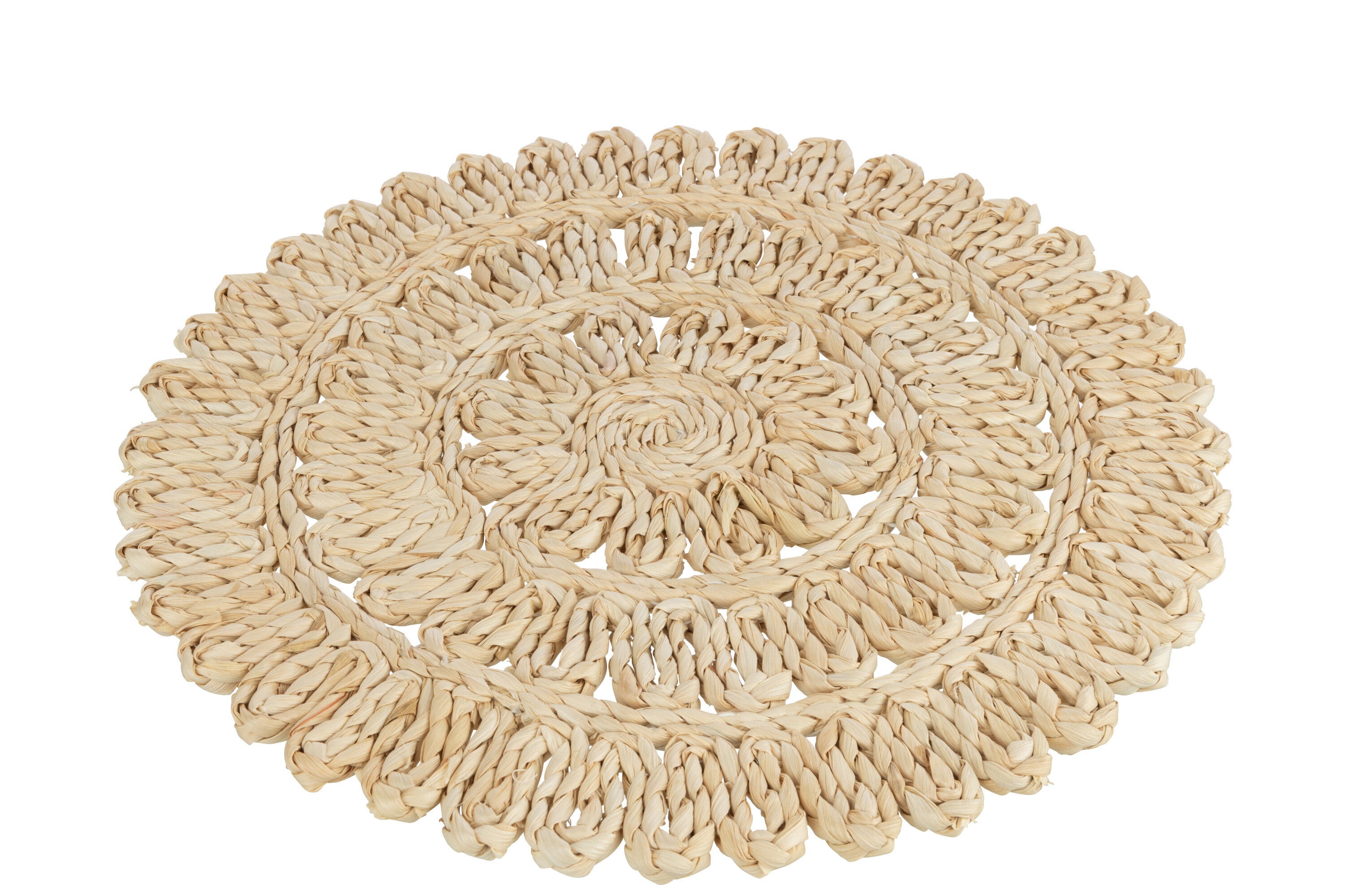 J-Line placemat Rond Bloem   Cirkels - jute - naturel - 6 stuks