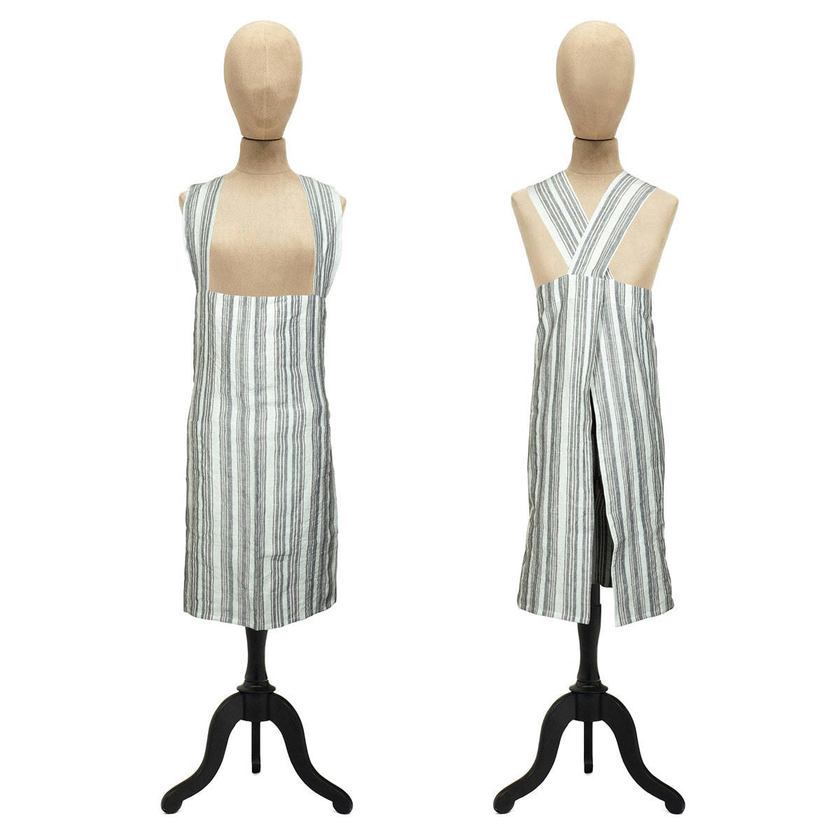 TEKSADA GRAPHIC - Tablier japonais en lin lavé  anthracite Taille unique