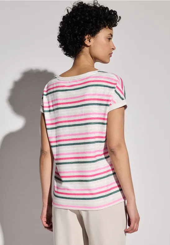 Leinen-Look Streifen-Shirt