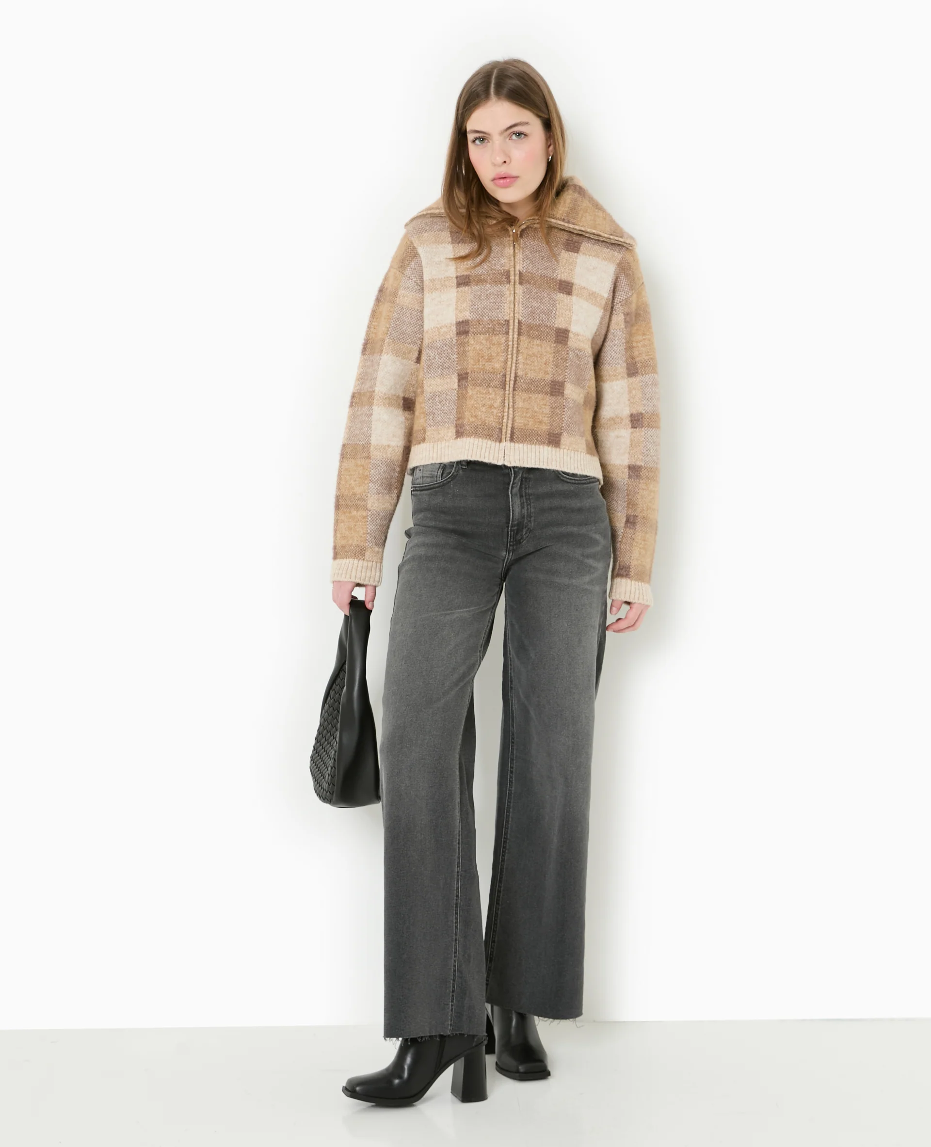 Gilet à carreaux col camionneur