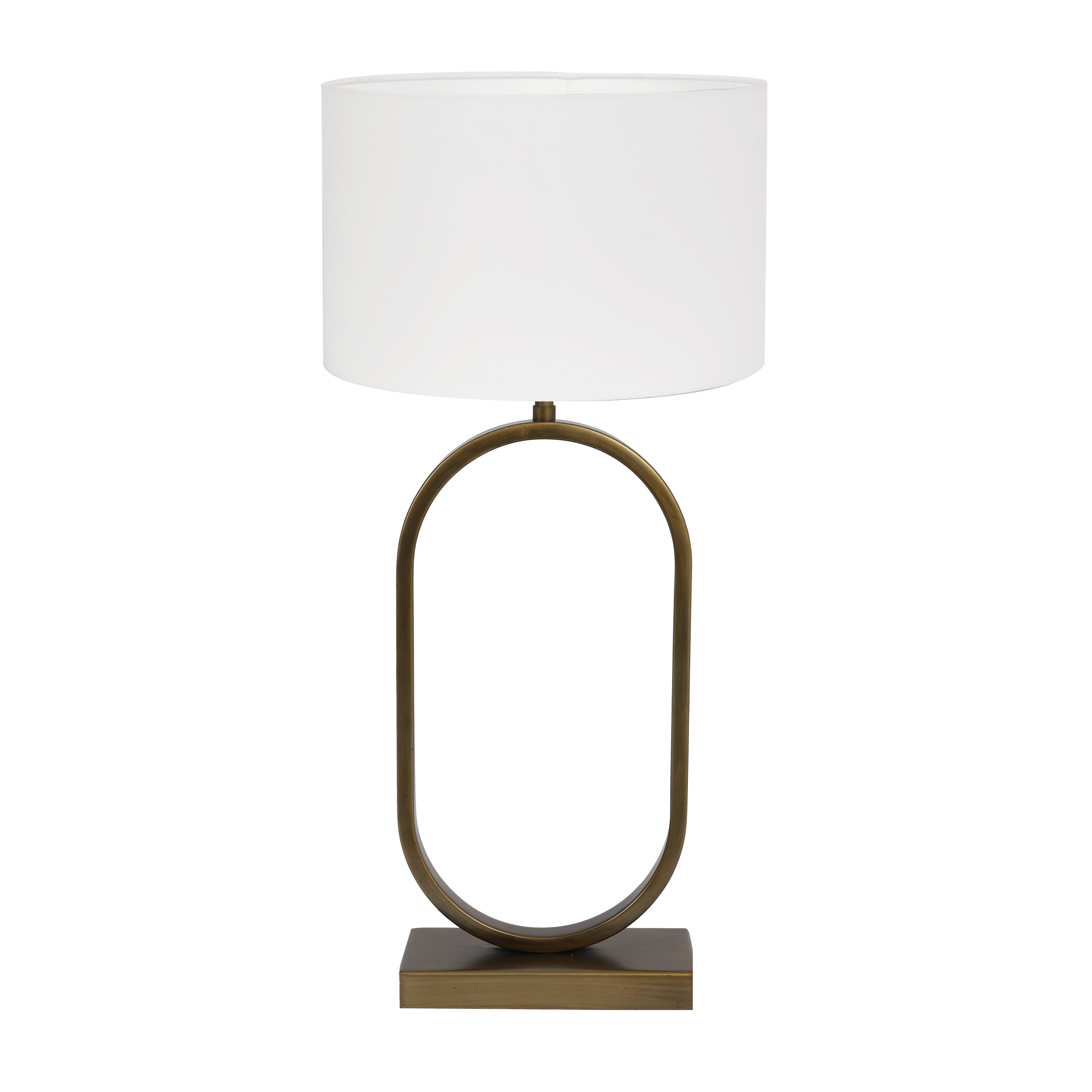 Light & Living tafellamp Jamiri/Polycotton - ant. brons, wit - 30x30x67cm