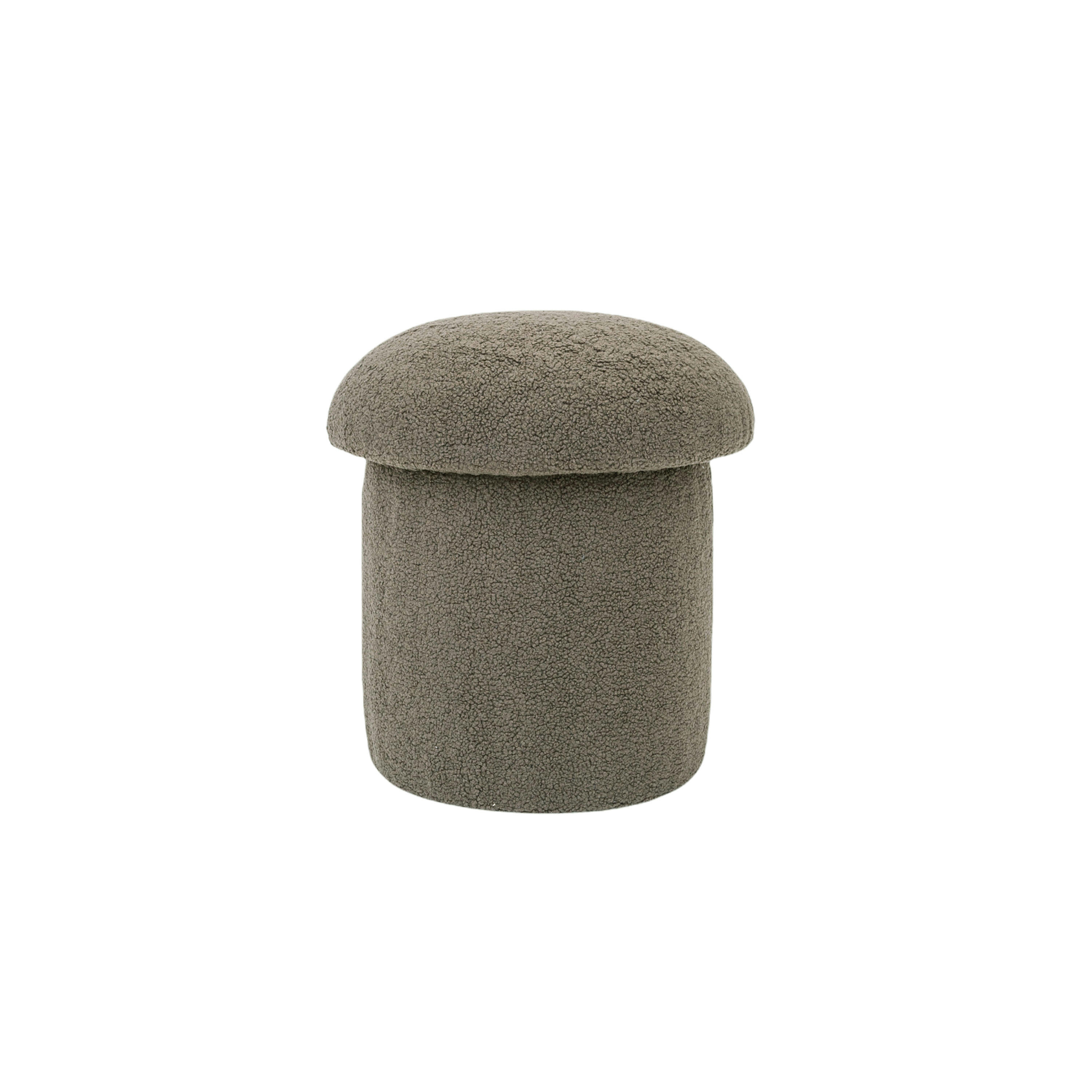 YAELLE - Pouf tapissé avec tissus bouclé en forme de champignon marron