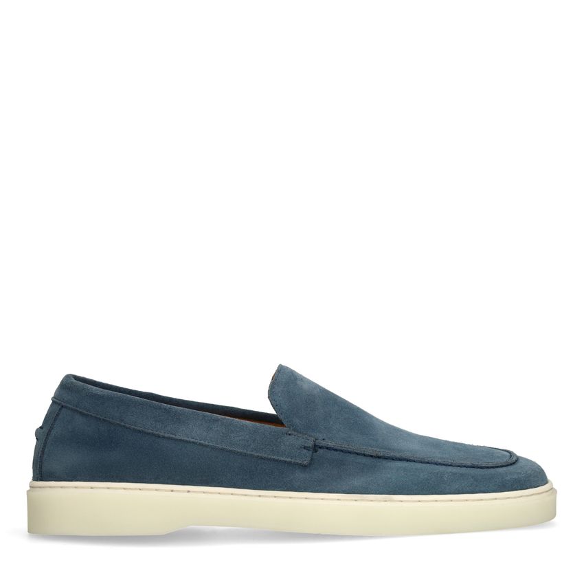 Manfield Blauwe suède loafers