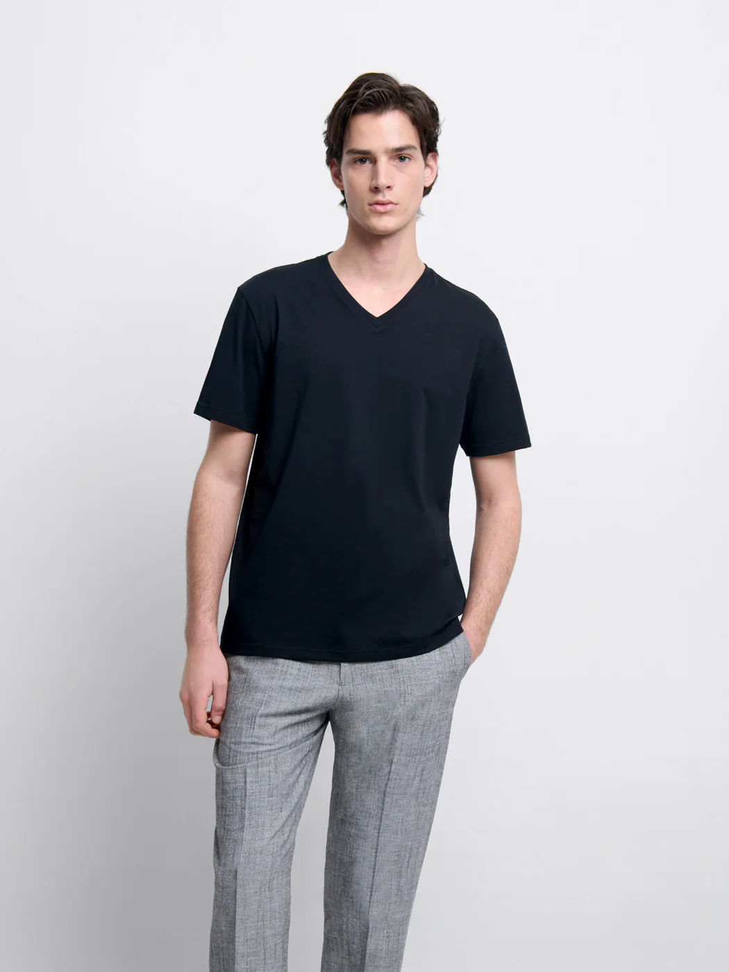 T-shirt col V en coton Supima®