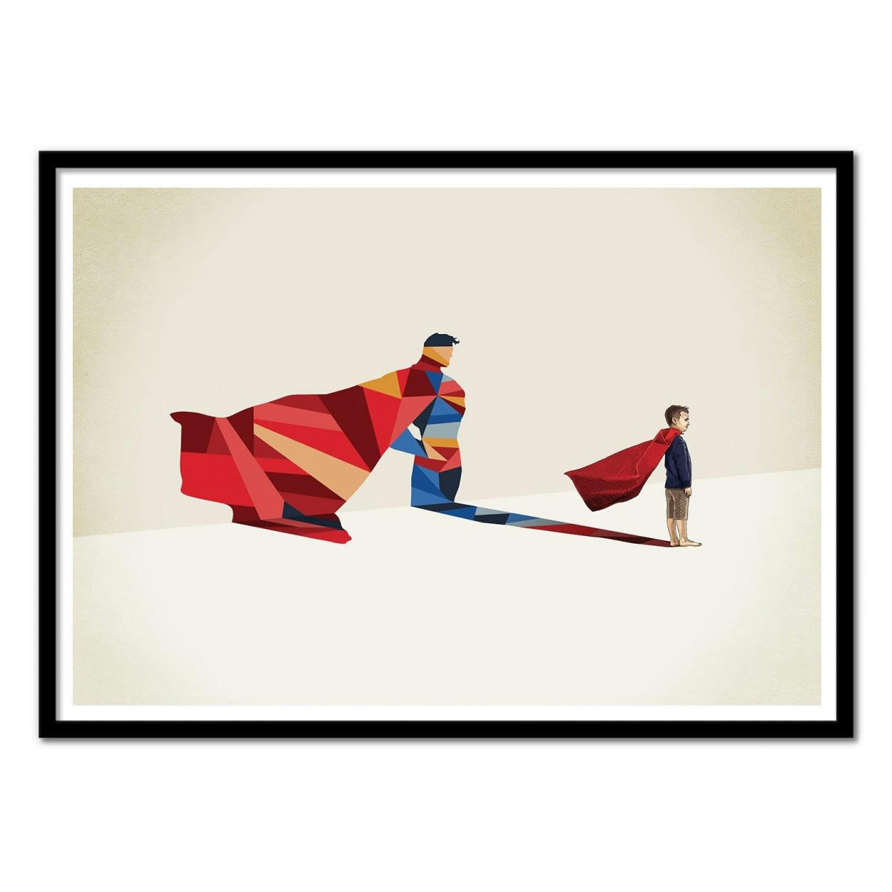JASON RATLIFF - WALKING SHADOW HERO - Affiche d'art avec Cadre bois noir - 30 x 40 cm