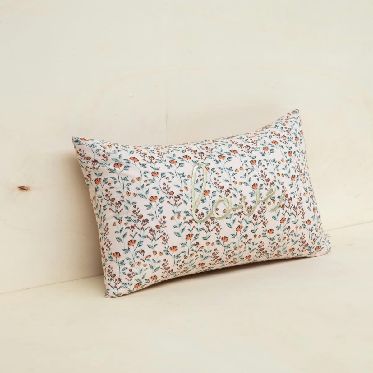 MAINTENANT - Coussin en lin imprimé fleuri rose 30x50