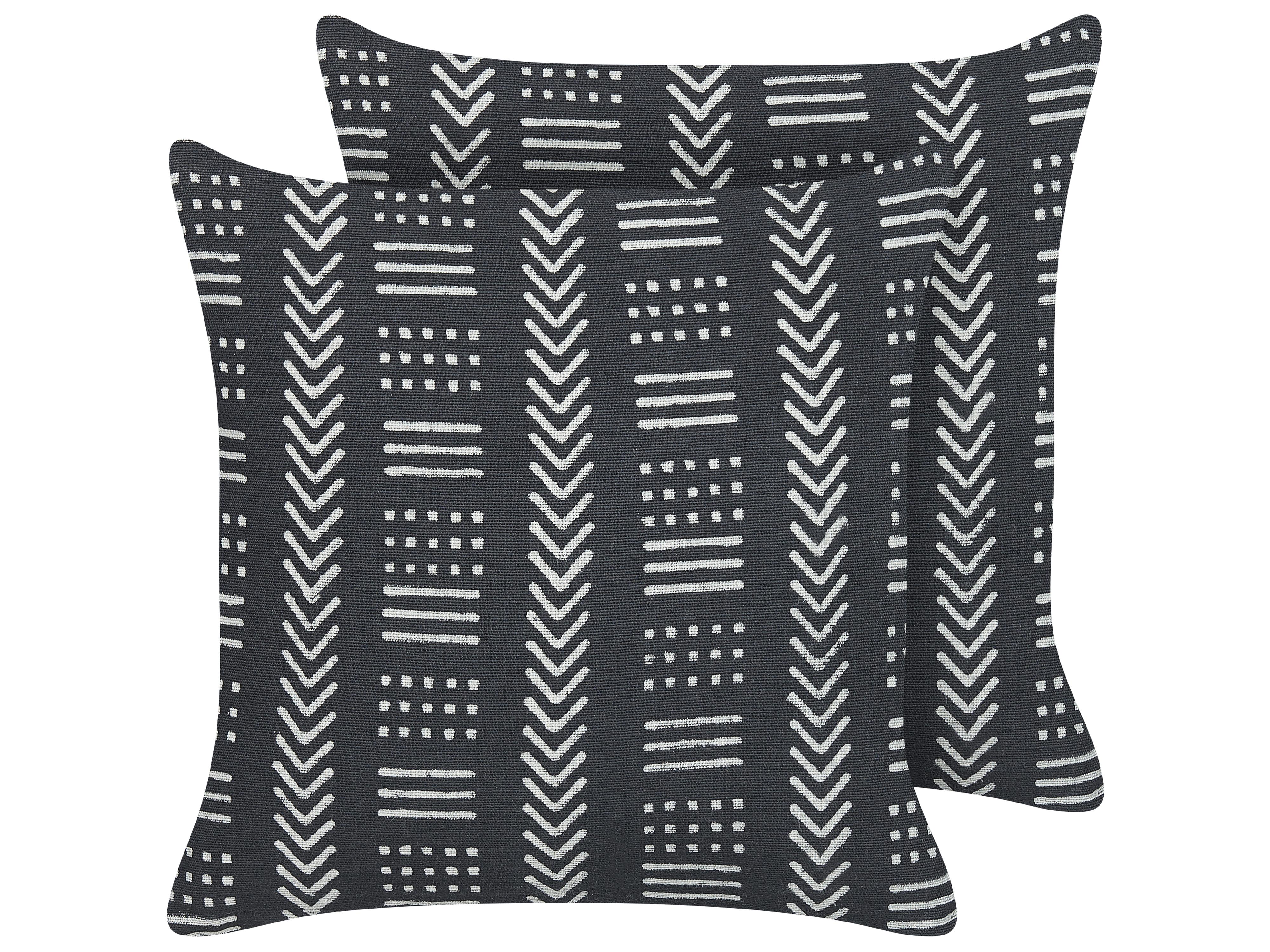 Throw Cushion BENZOIN Cotton 45 x 45 cm Black Geometric Pattern