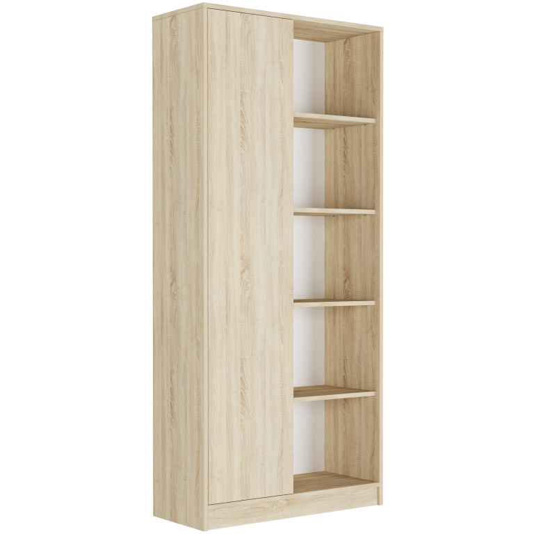 Regał biurowy 80 cm szafa 1 drzwi 5 półek FRAMIRE B-5 sonoma
