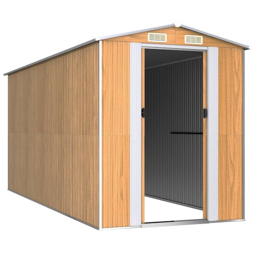 NNEVL Garden Shed Light Brown 192x440x223 cm Galvanised Steel