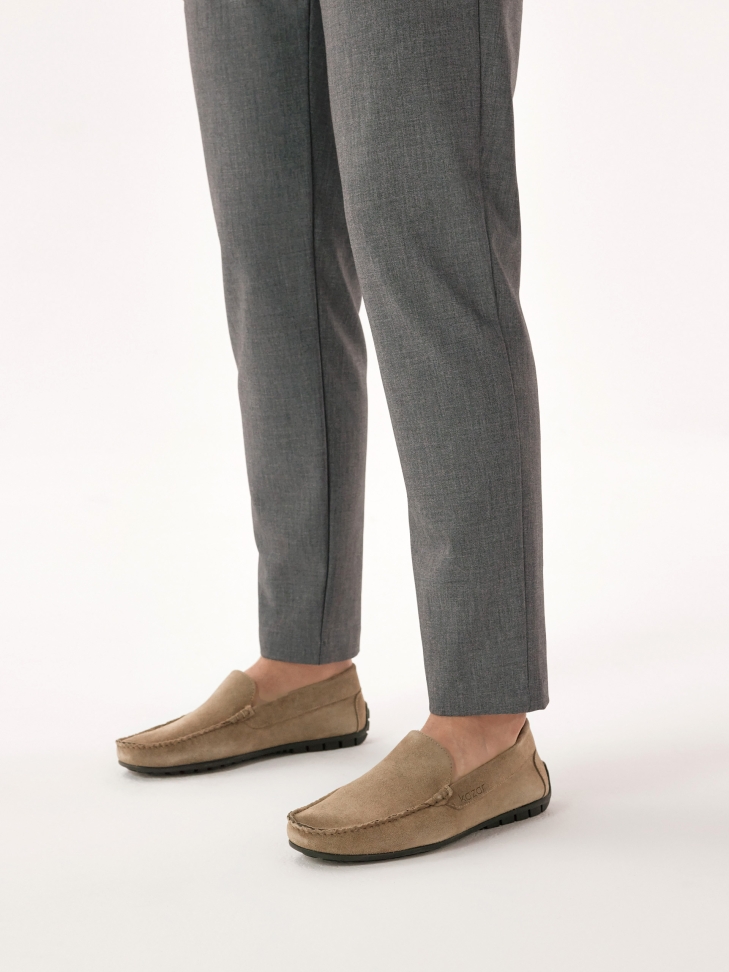 Suede moccasins in taupe colour