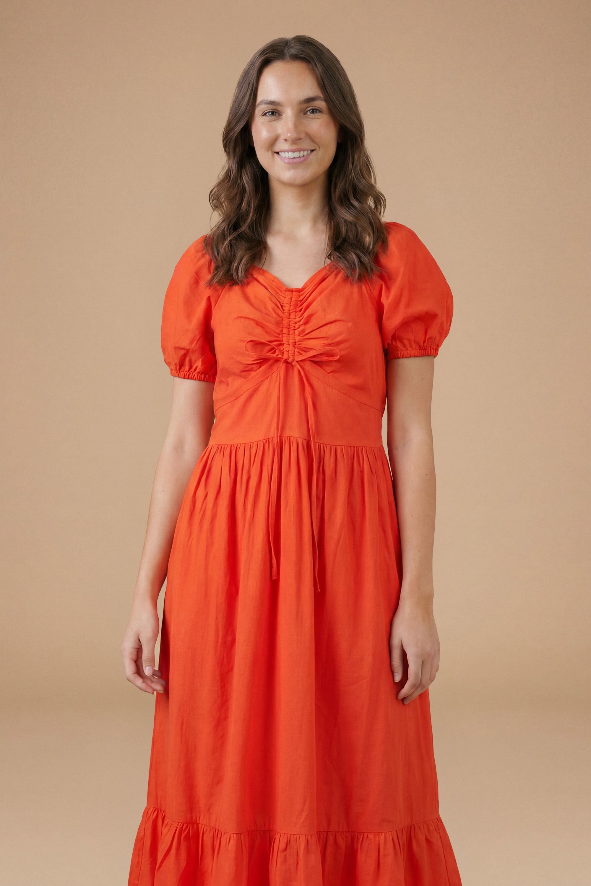 Dorothy Perkins Tie Front Puff Sleeve Midi Dress