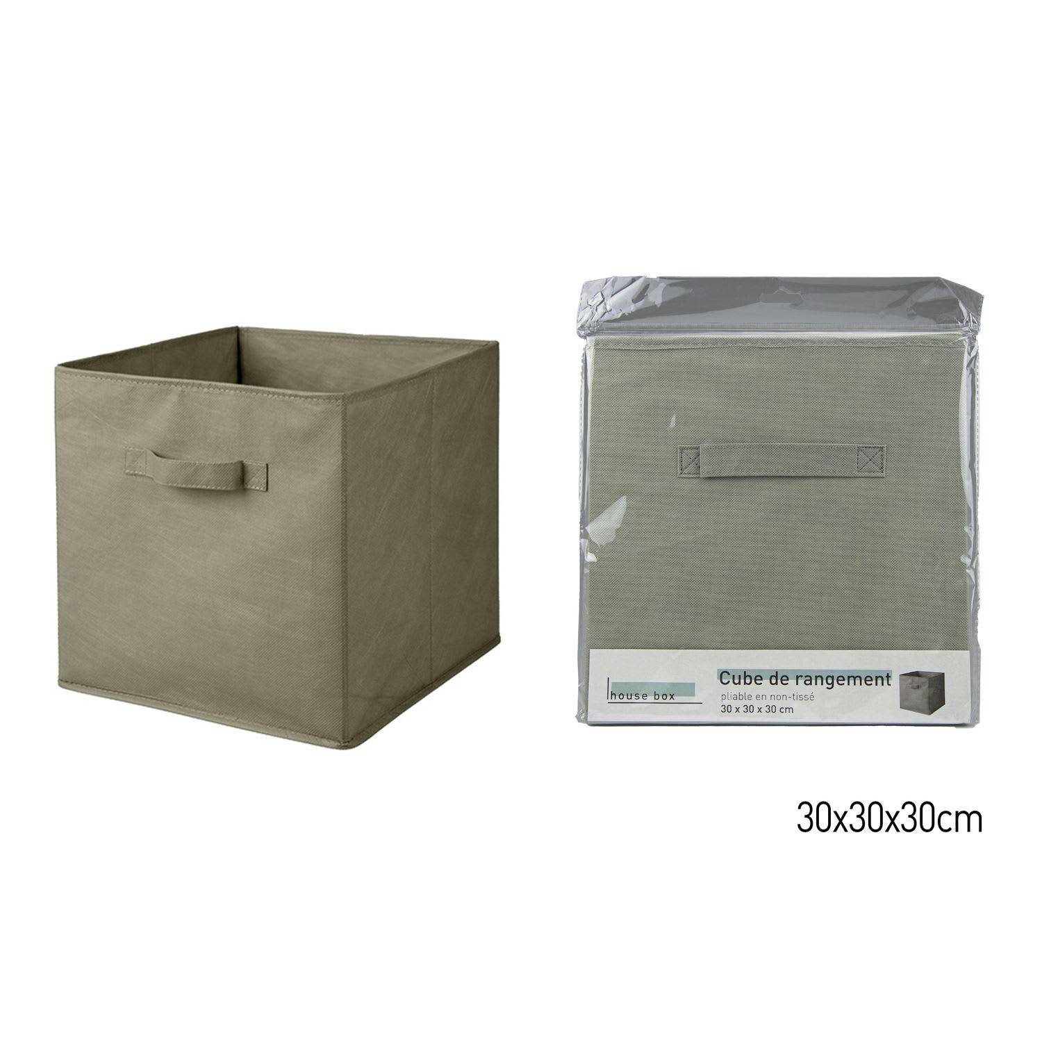 - Lot de 12 cubes de rangement pliables en tissus avec poignée taupe