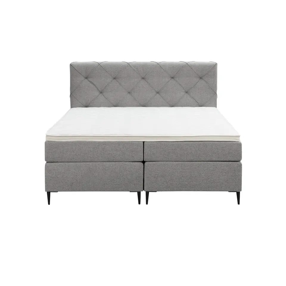 Boxspring Liv geruit - lichtgrijs - 180x200 cm - slanke poot