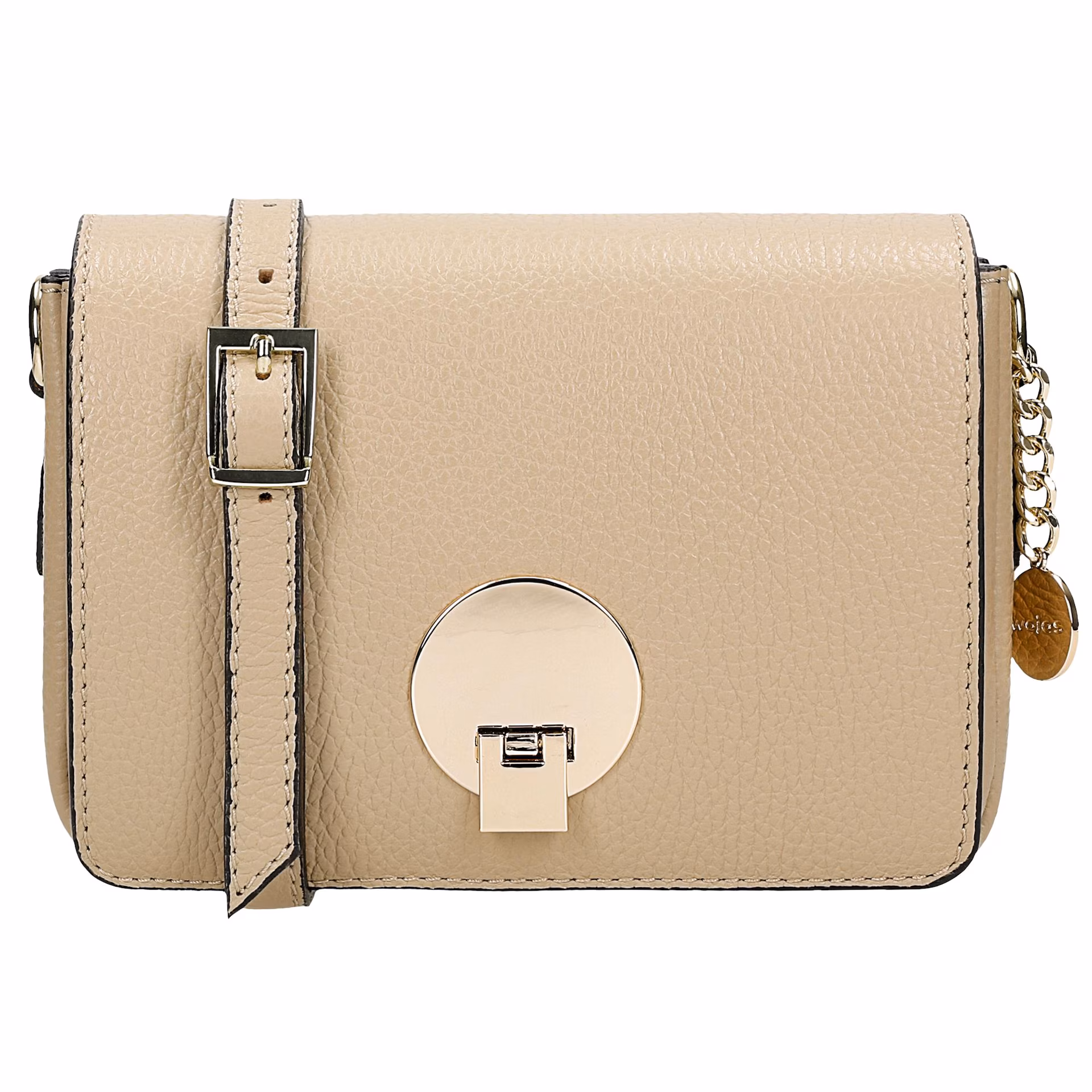 Mała beżowa torebka skórzana crossbody bag