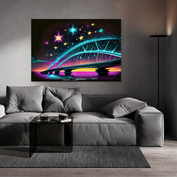 Feeby Obraz na płótnie, Neonowa architektura mostu 60x40