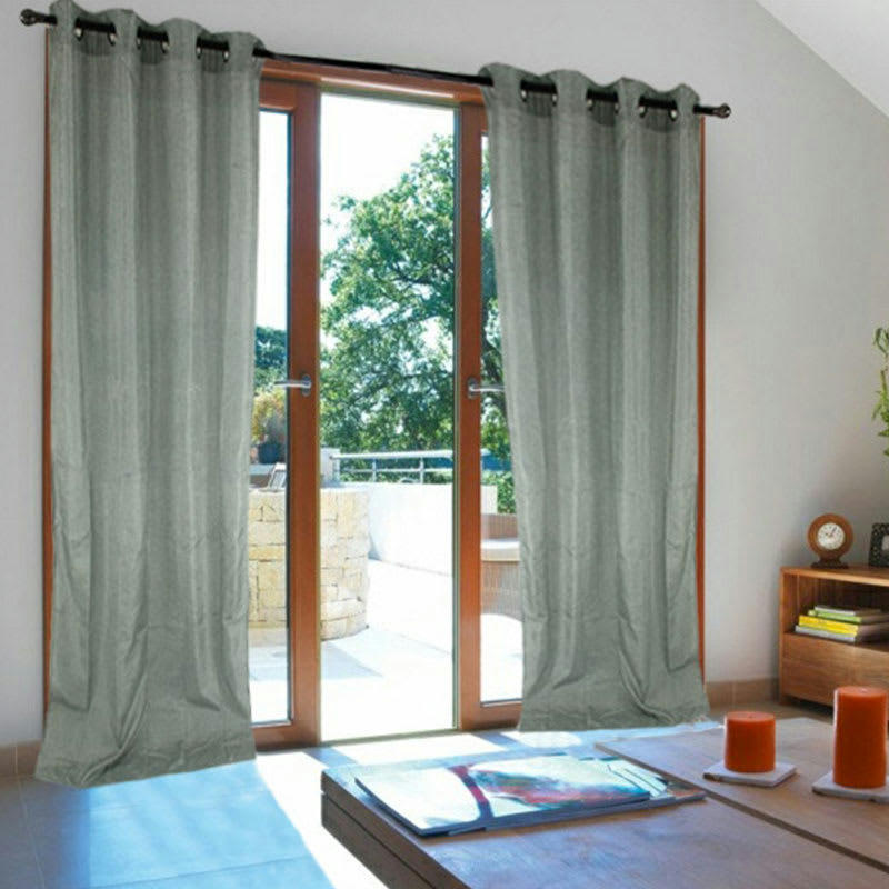 LINX - Rideau à oeillets effet chiné métallisé gris 140x250