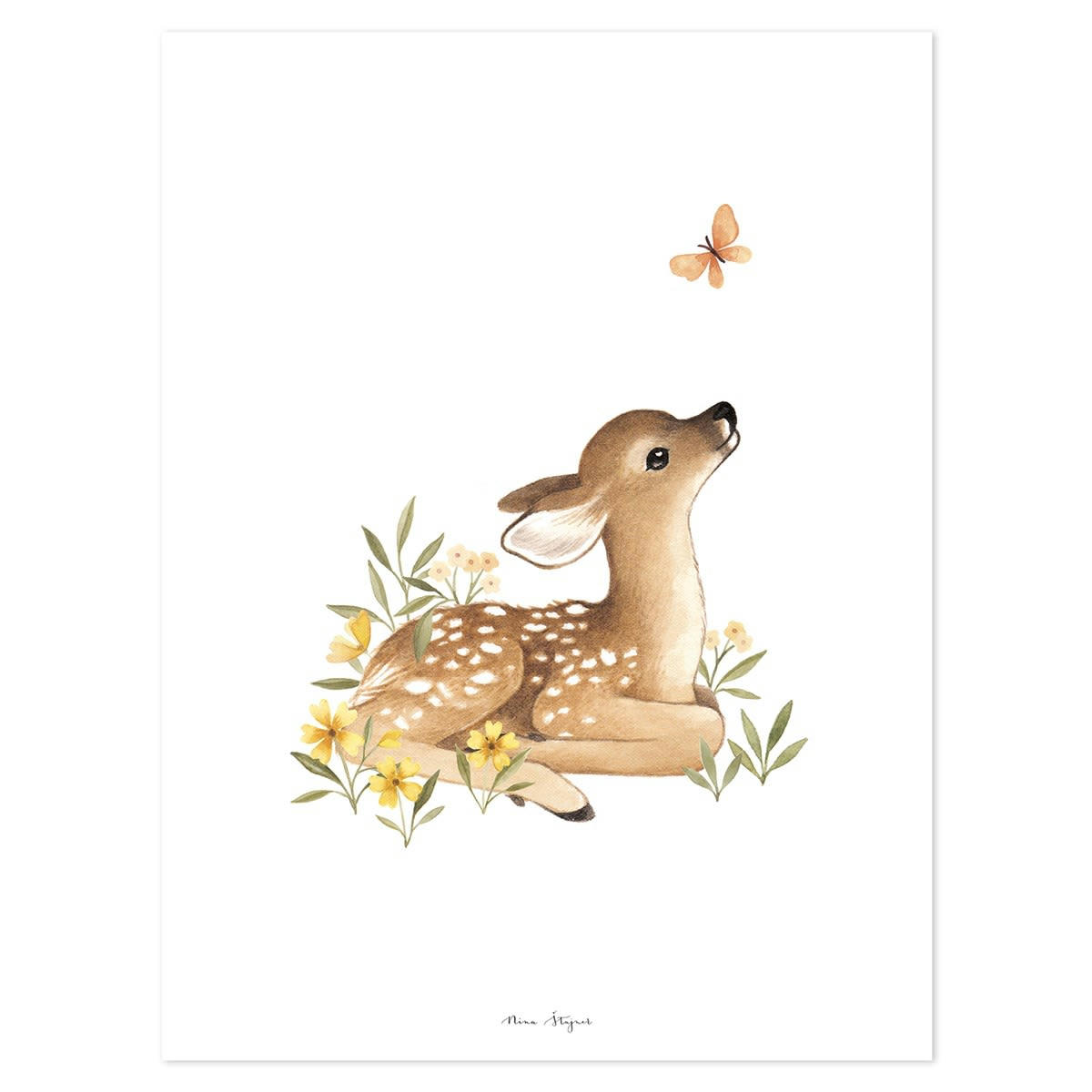OH DEER - Affiche faon en Papier Orange