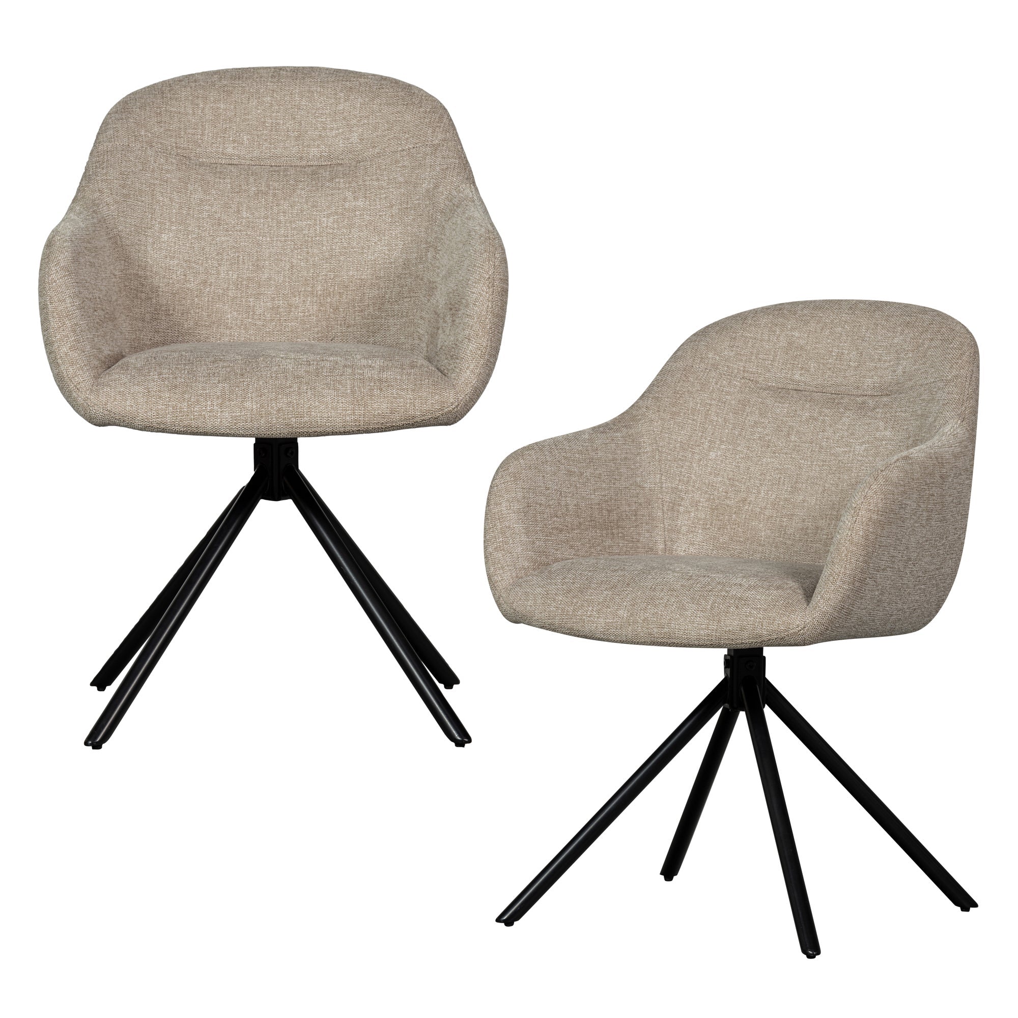 WOOOD eetkamerstoelen Grant-Jaki - Chenille - Zand - Set van 2