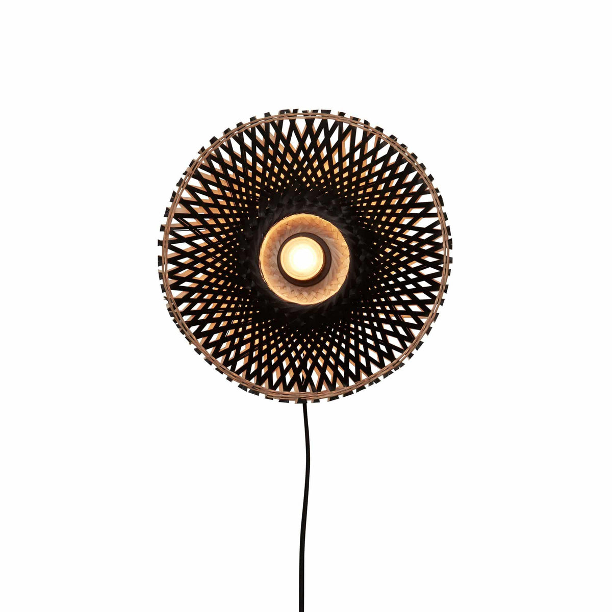 GOOD&MOJO wandlamp Kalimantan - zwart - Ø30cm