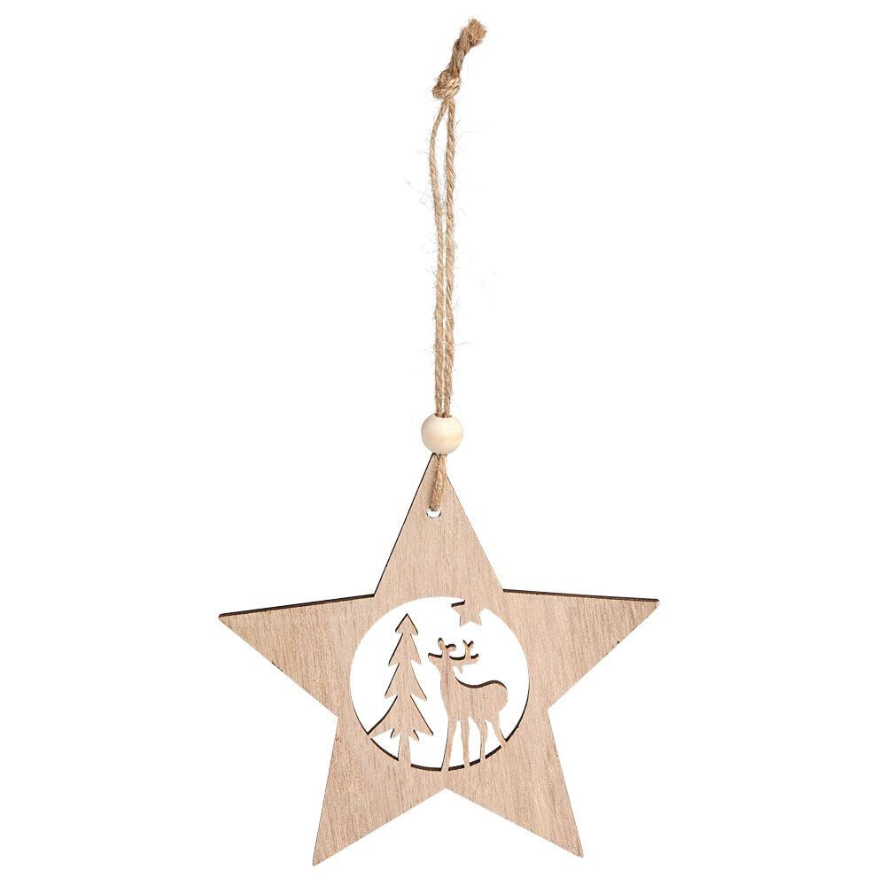 Décoration de No&euml;l à suspendre en bois 12xH12cm - 3 modèles