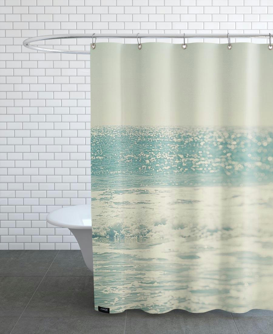 SWIM - Rideau de douche en polyester en bleu & turquoise 150x200
