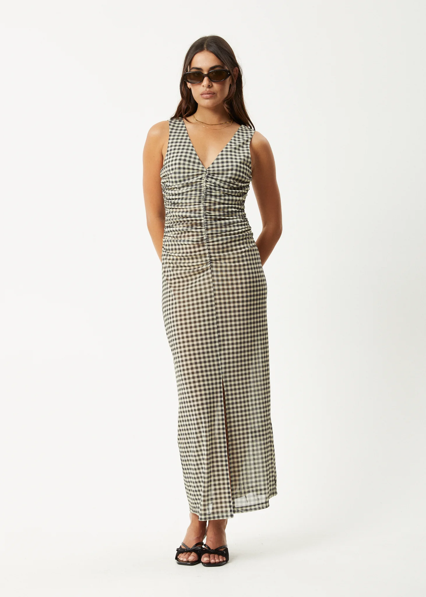AFENDS Womens Gambet -  Sheer Maxi Dress - Black / Sand