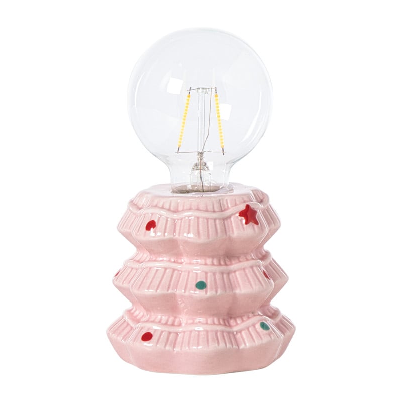 Kerst tafellamp - roze - &Oslash;10.5x16.5 cm