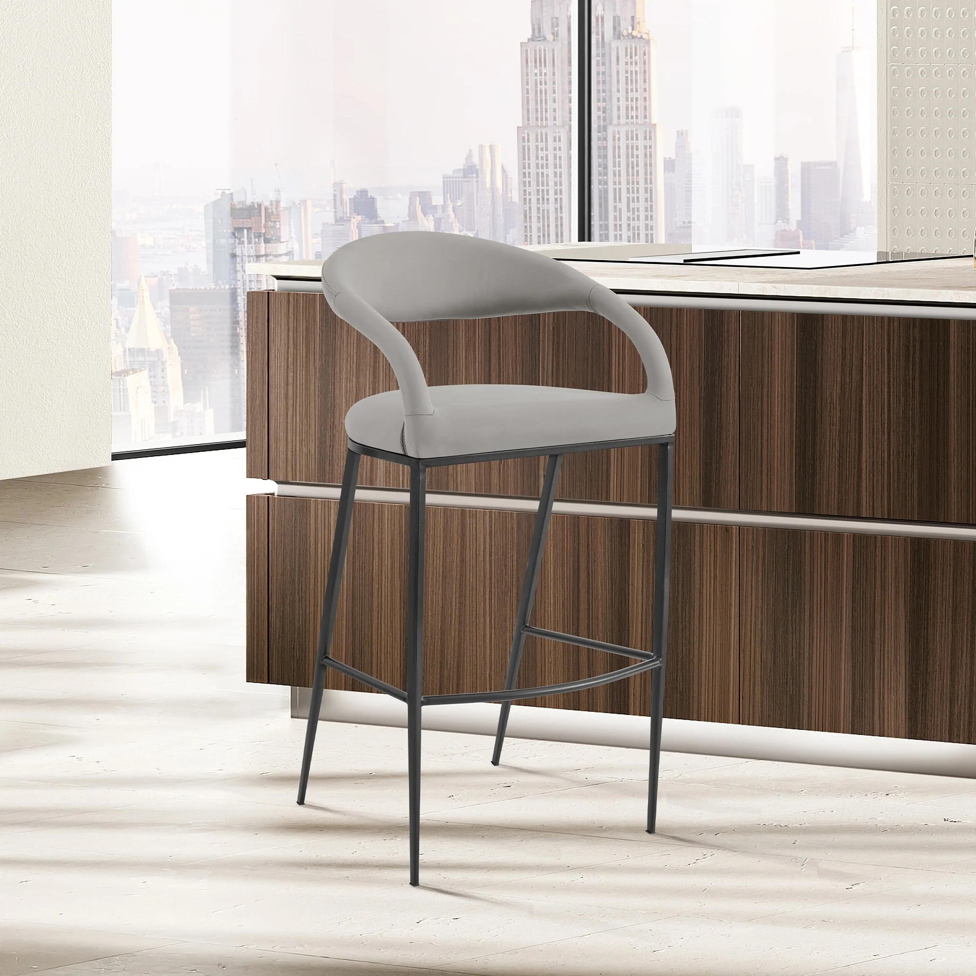 Ramona Upholstered Barrel Back Bar or Counter Height Bar Stool