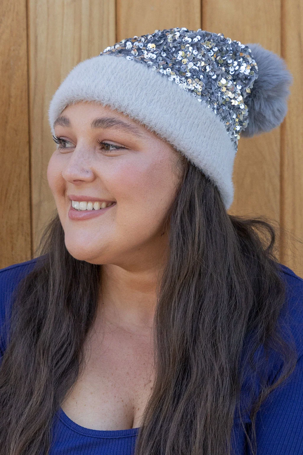 Glitzy Beanie in Grey