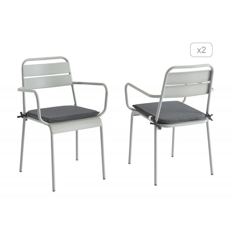 PANTONE - Lot de 2 chaises en acier gris glacier